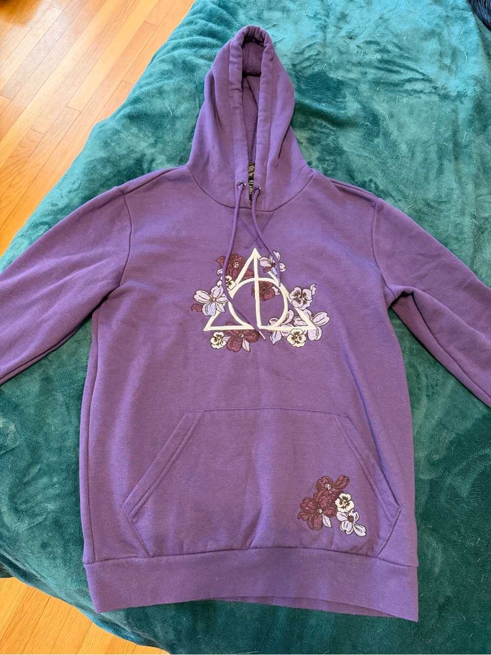 Purple Floral Deathly Hallows Oversized Hoodie